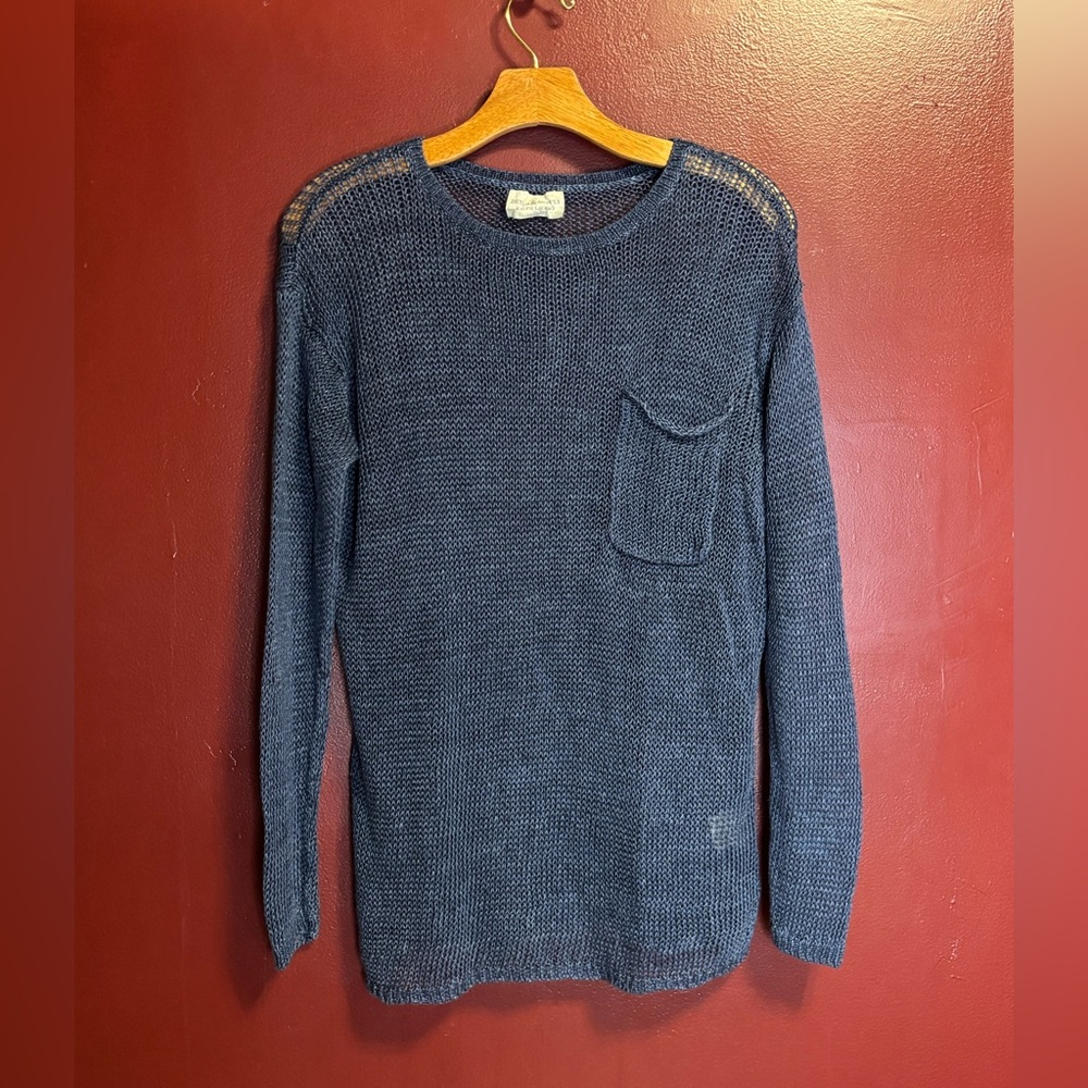 Vintage Denim & Supply Ralph Lauren Open Knit Linen Top Women’s Size M Navy Blue